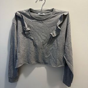 Zara long sleeve, cropped ruffle top